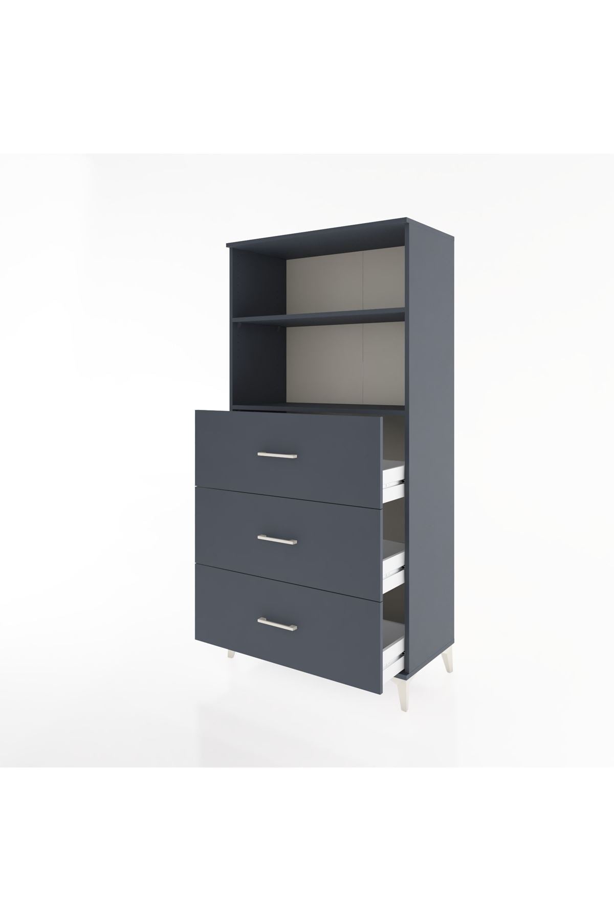 Hyperion Dolap 2 Raflı 3 Çekmeceli 88x44x182 Antrasit-Antrasit