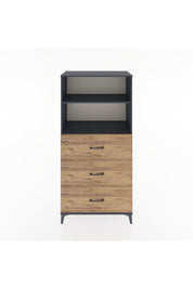 Hyperion Dolap 2 Raflı 3 Çekmeceli 88x44x182 Antrasit-Çam