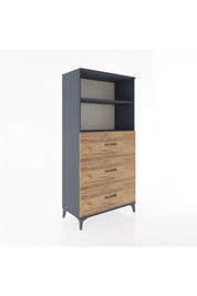 Hyperion Dolap 2 Raflı 3 Çekmeceli 88x44x182 Antrasit-Çam