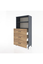 Hyperion Dolap 2 Raflı 3 Çekmeceli 88x44x182 Antrasit-Çam