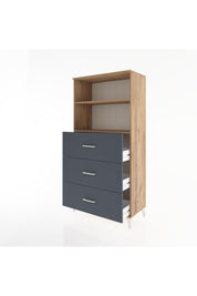 Hyperion Dolap 2 Raflı 3 Çekmeceli 88x44x182 Çam-Antrasit