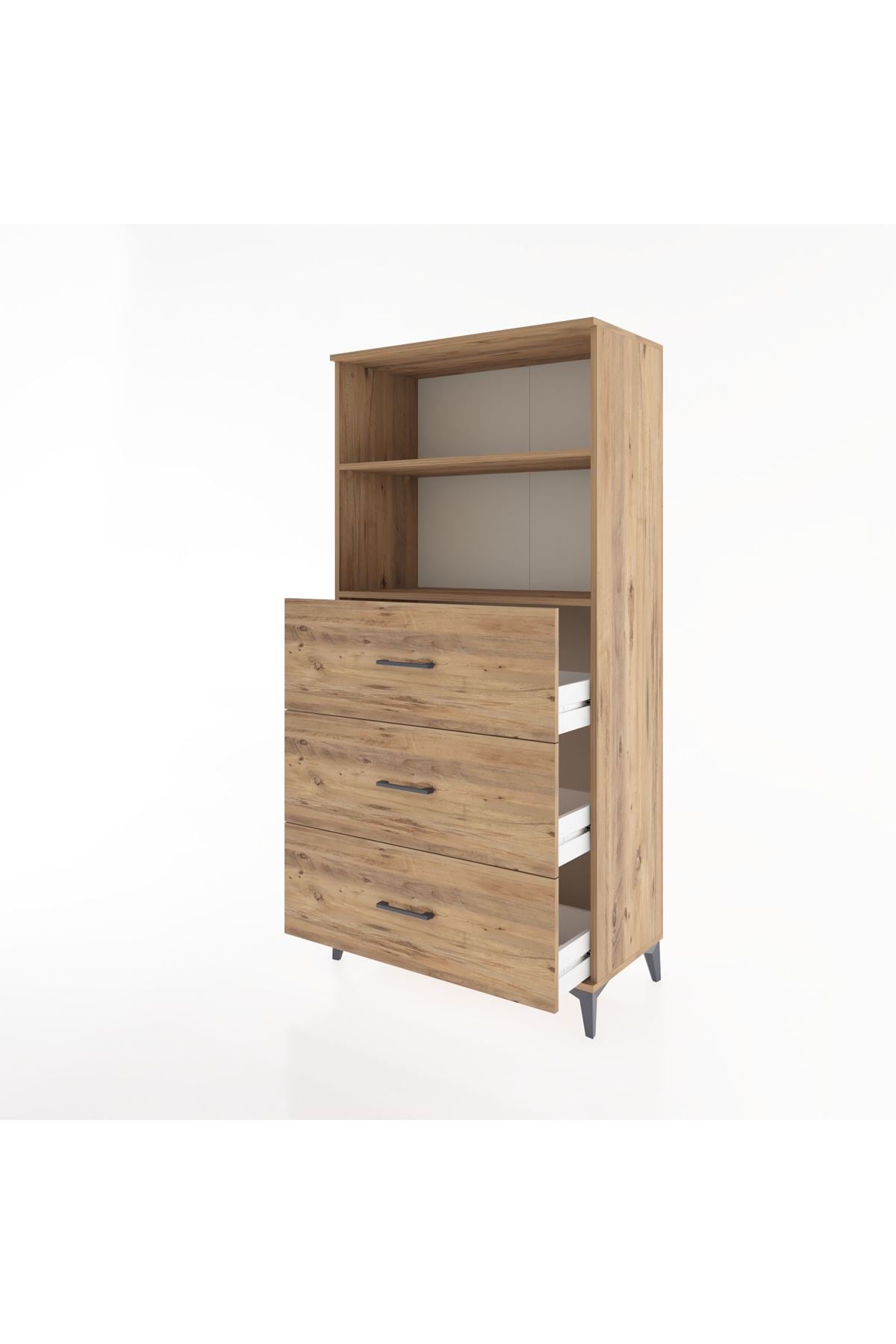 Hyperion Dolap 2 Raflı 3 Çekmeceli 88x44x182 Çam-Çam