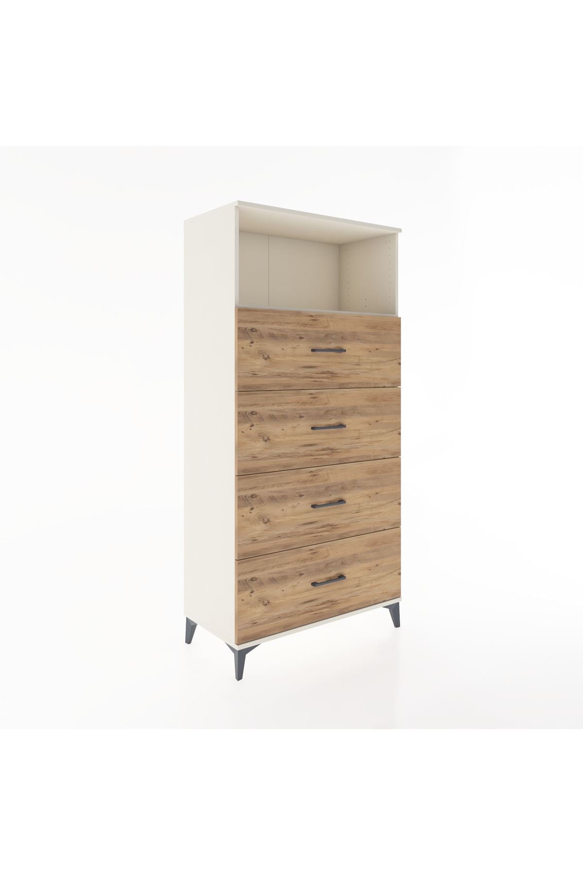 Hyperion Dolap Tek Raflı 4 Çekmeceli 88x44x182 - S57M053V3B