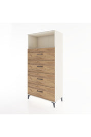 Hyperion Dolap Tek Raflı 4 Çekmeceli 88x44x182 - S57M053V3B