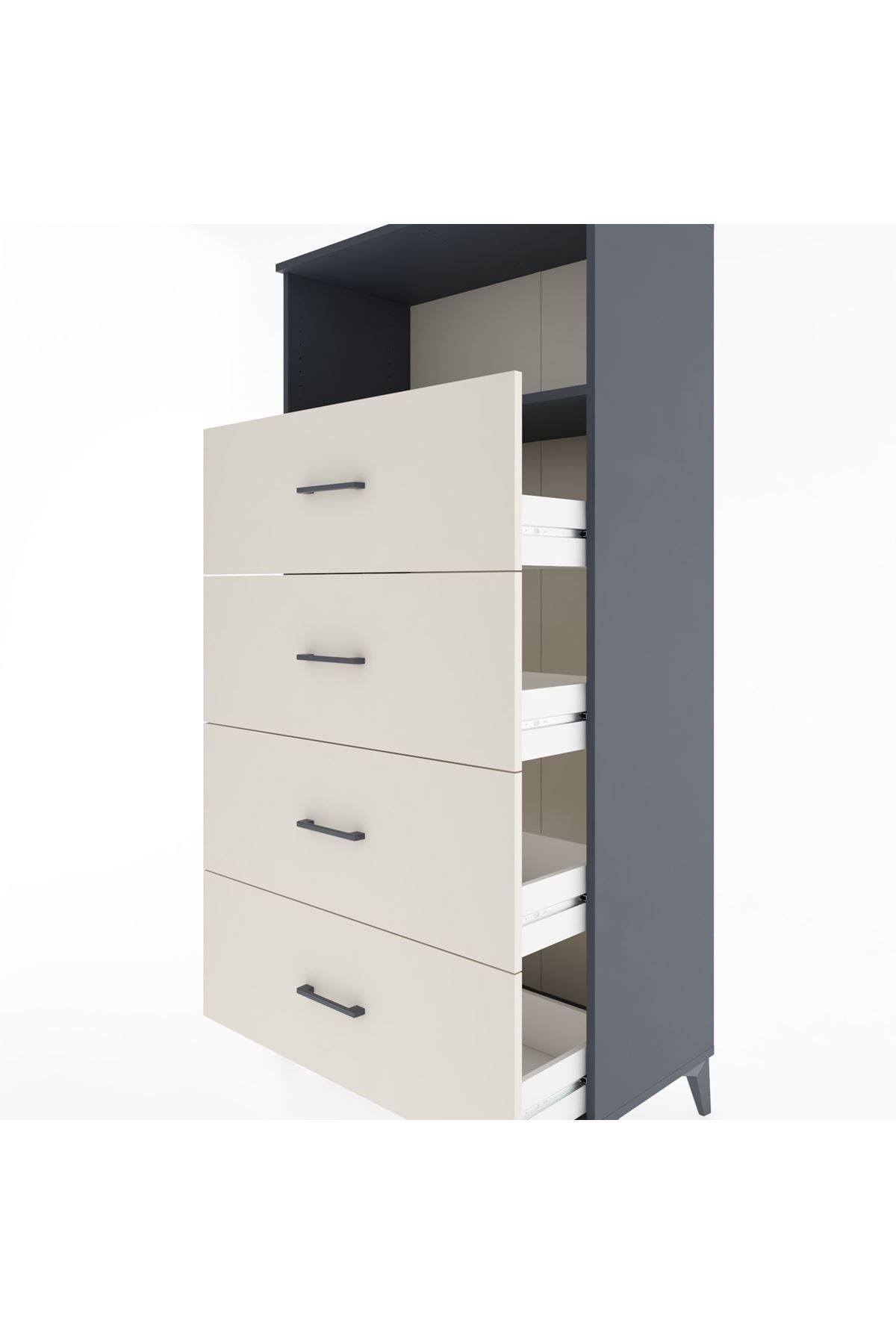 Hyperion Dolap Tek Raflı 4 Çekmeceli 88x44x182 - S57M053V4B