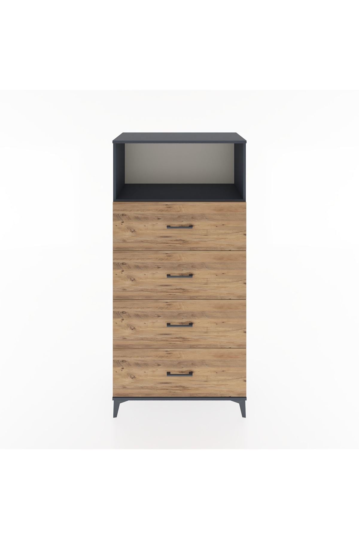Hyperion Dolap Tek Raflı 4 Çekmeceli 88x44x182 - S57M053V6B