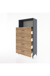 Hyperion Dolap Tek Raflı 4 Çekmeceli 88x44x182 - S57M053V6B
