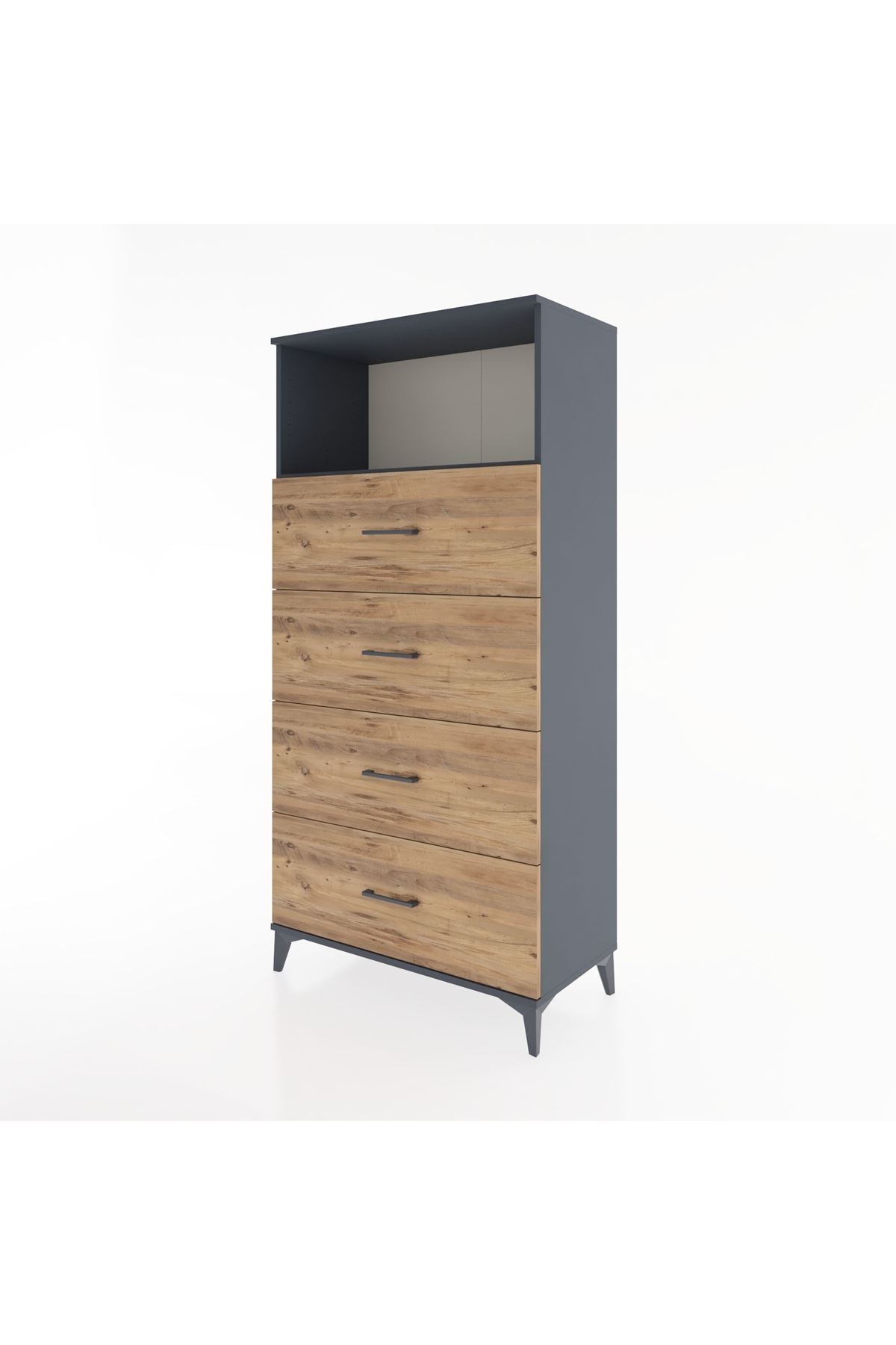 Hyperion Dolap Tek Raflı 4 Çekmeceli 88x44x182 - S57M053V6B