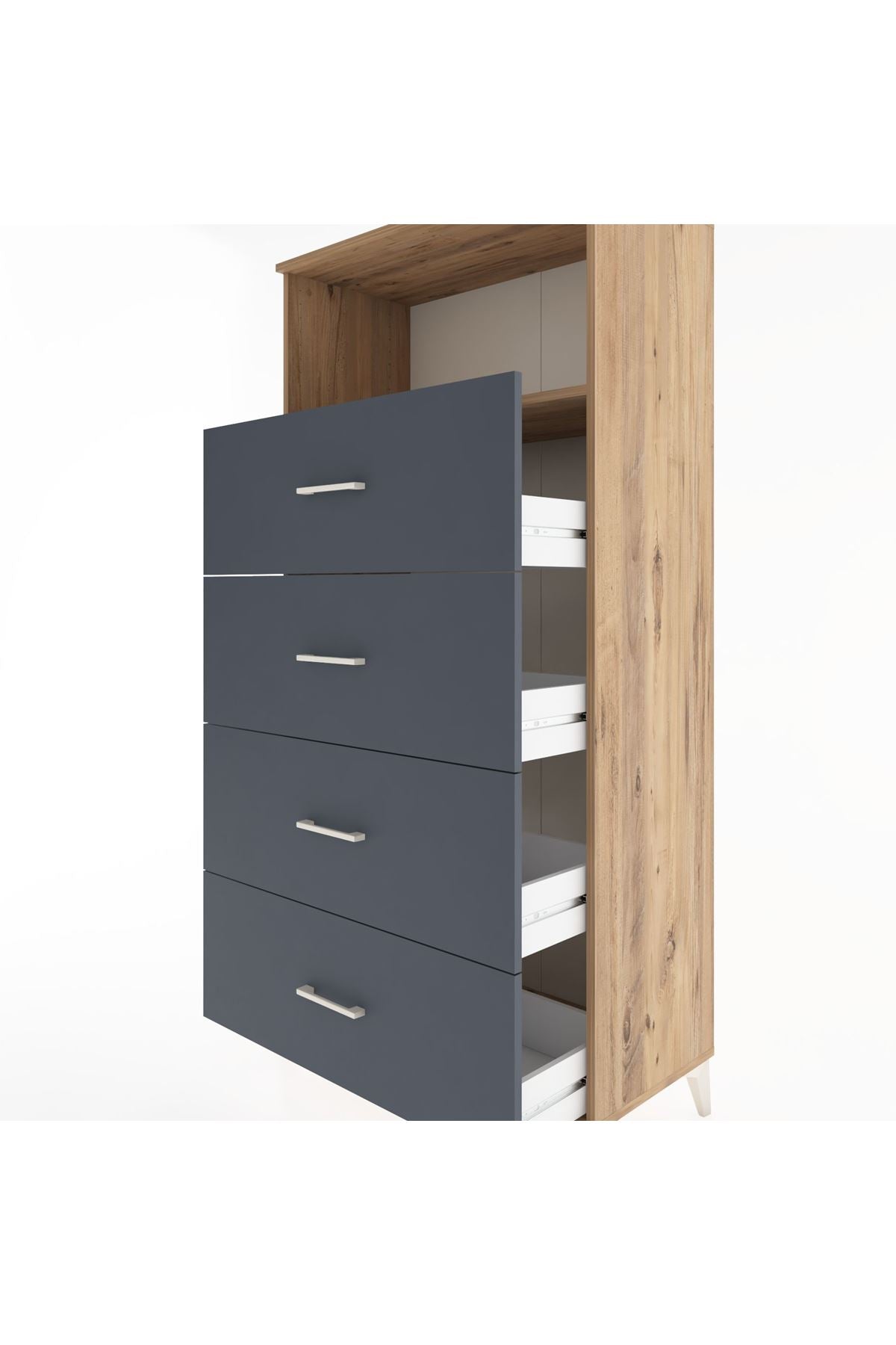 Hyperion Dolap Tek Raflı 4 Çekmeceli 88x44x182 - S57M053V8B