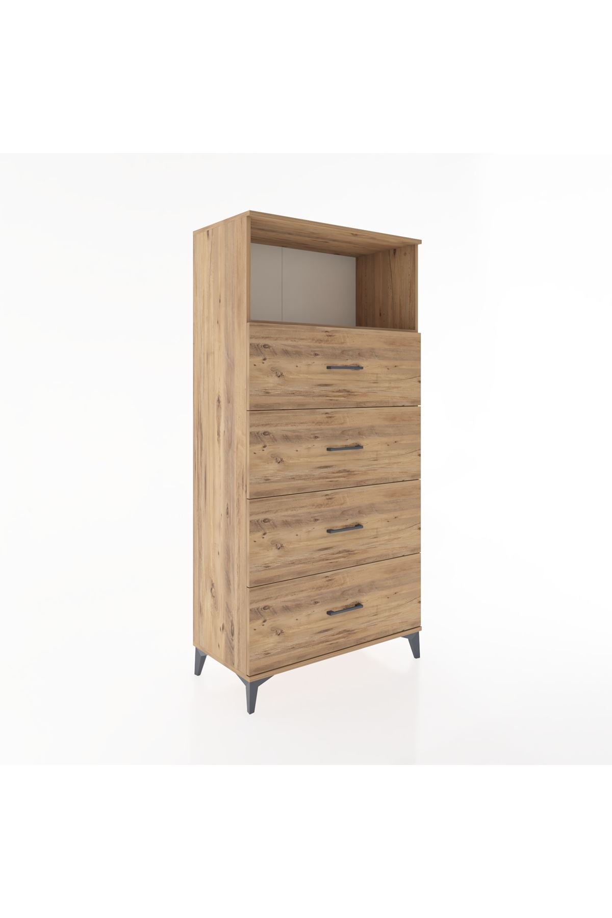 Hyperion Dolap Tek Raflı 4 Çekmeceli 88x44x182 - S57M053V9B