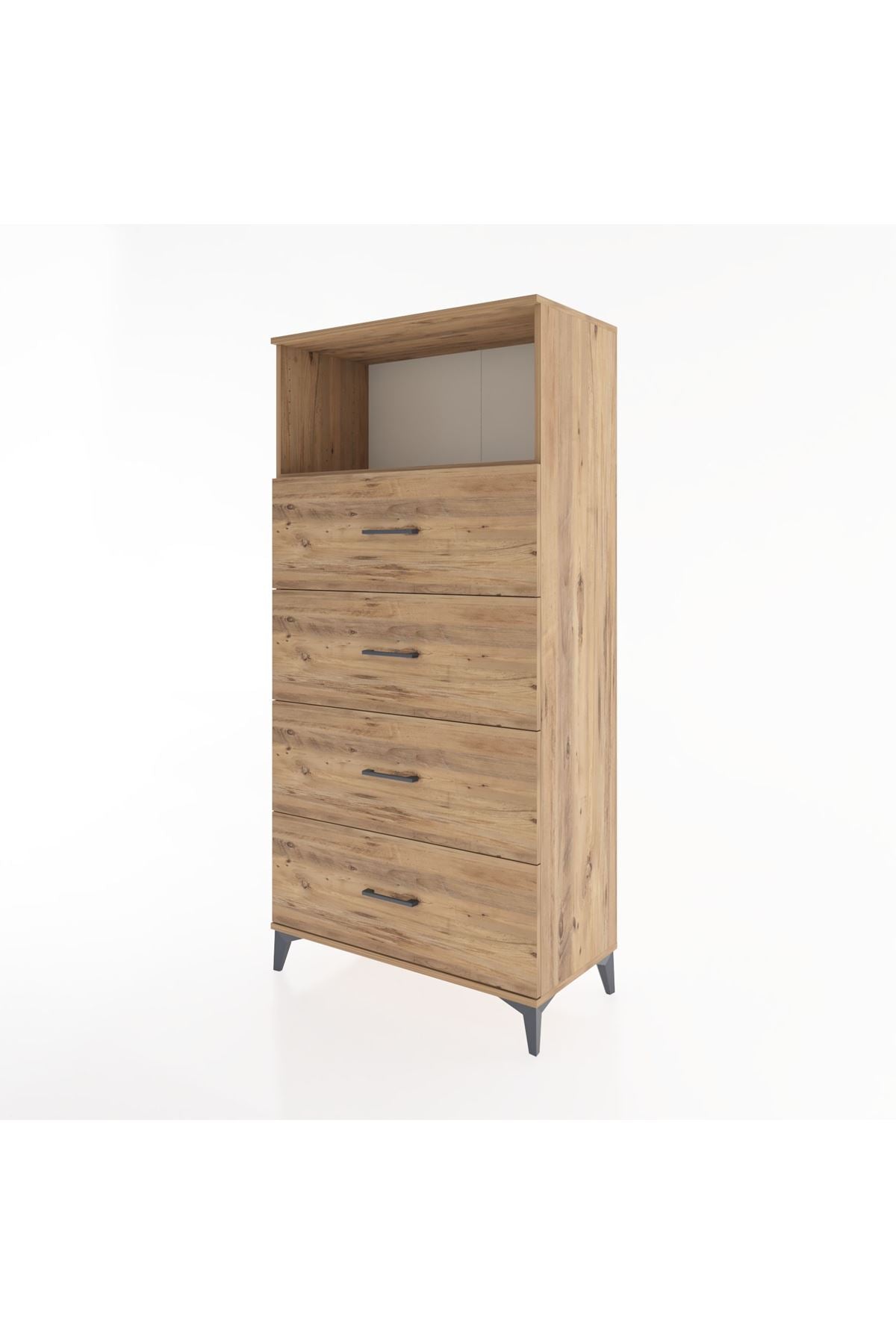 Hyperion Dolap Tek Raflı 4 Çekmeceli 88x44x182 - S57M053V9B