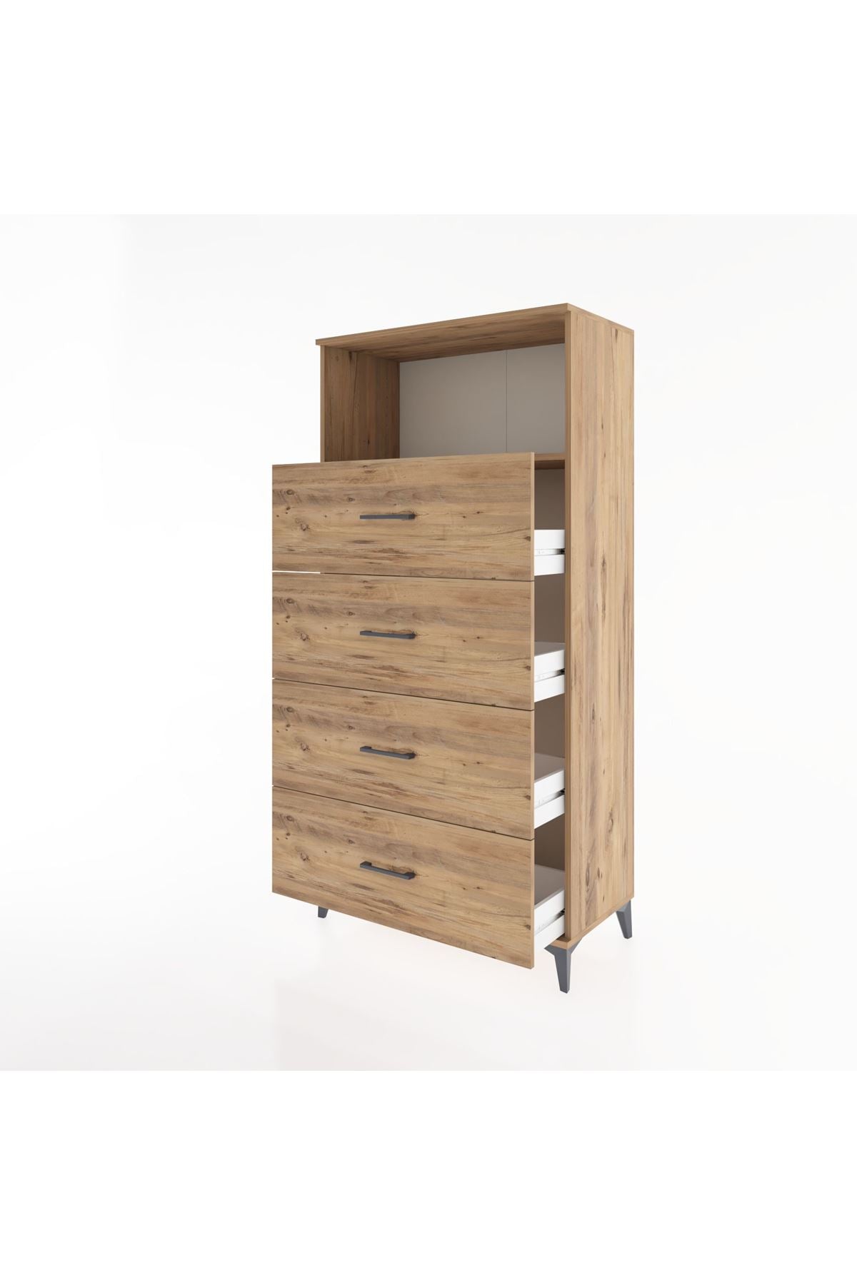 Hyperion Dolap Tek Raflı 4 Çekmeceli 88x44x182 - S57M053V9B