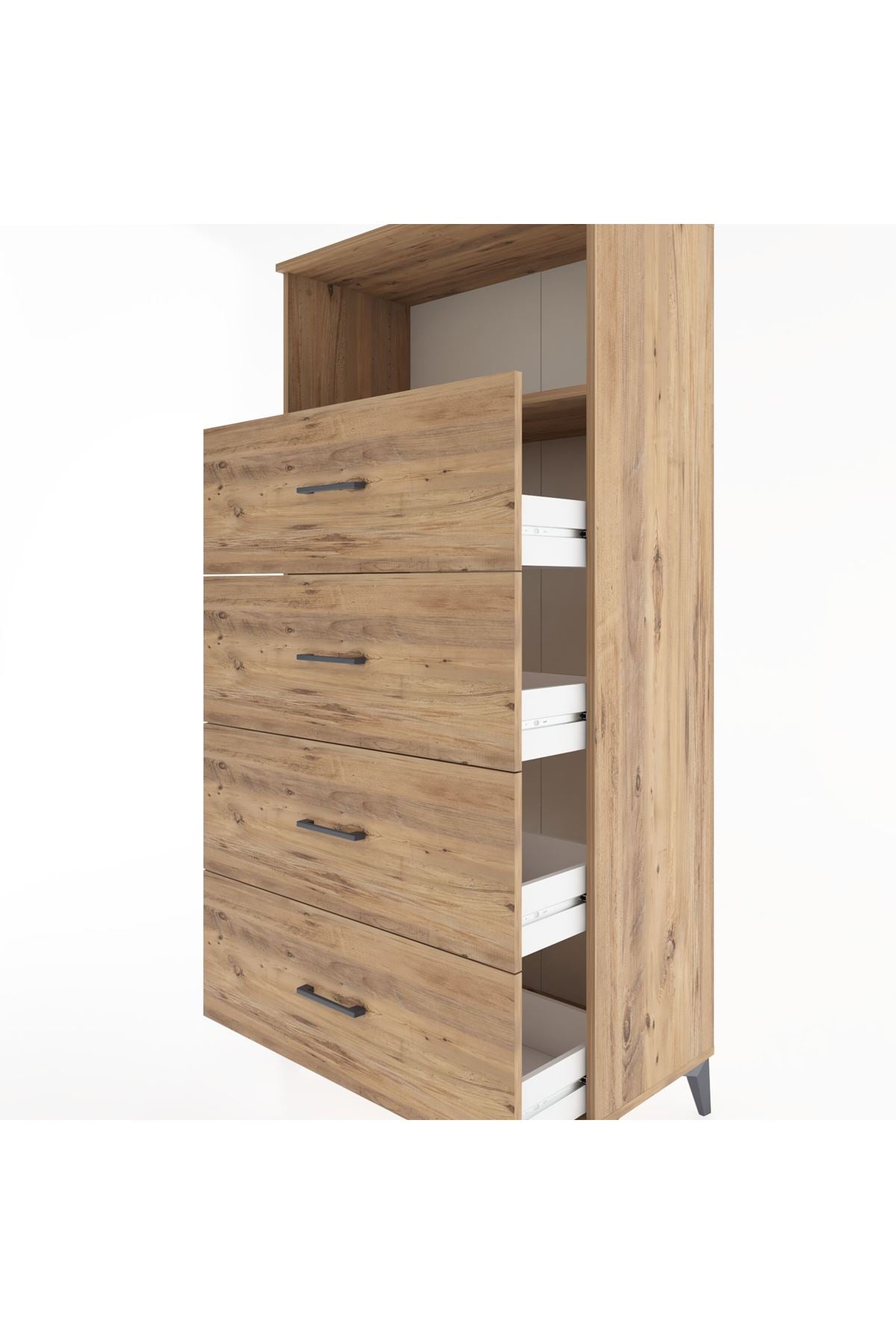 Hyperion Dolap Tek Raflı 4 Çekmeceli 88x44x182 - S57M053V9B