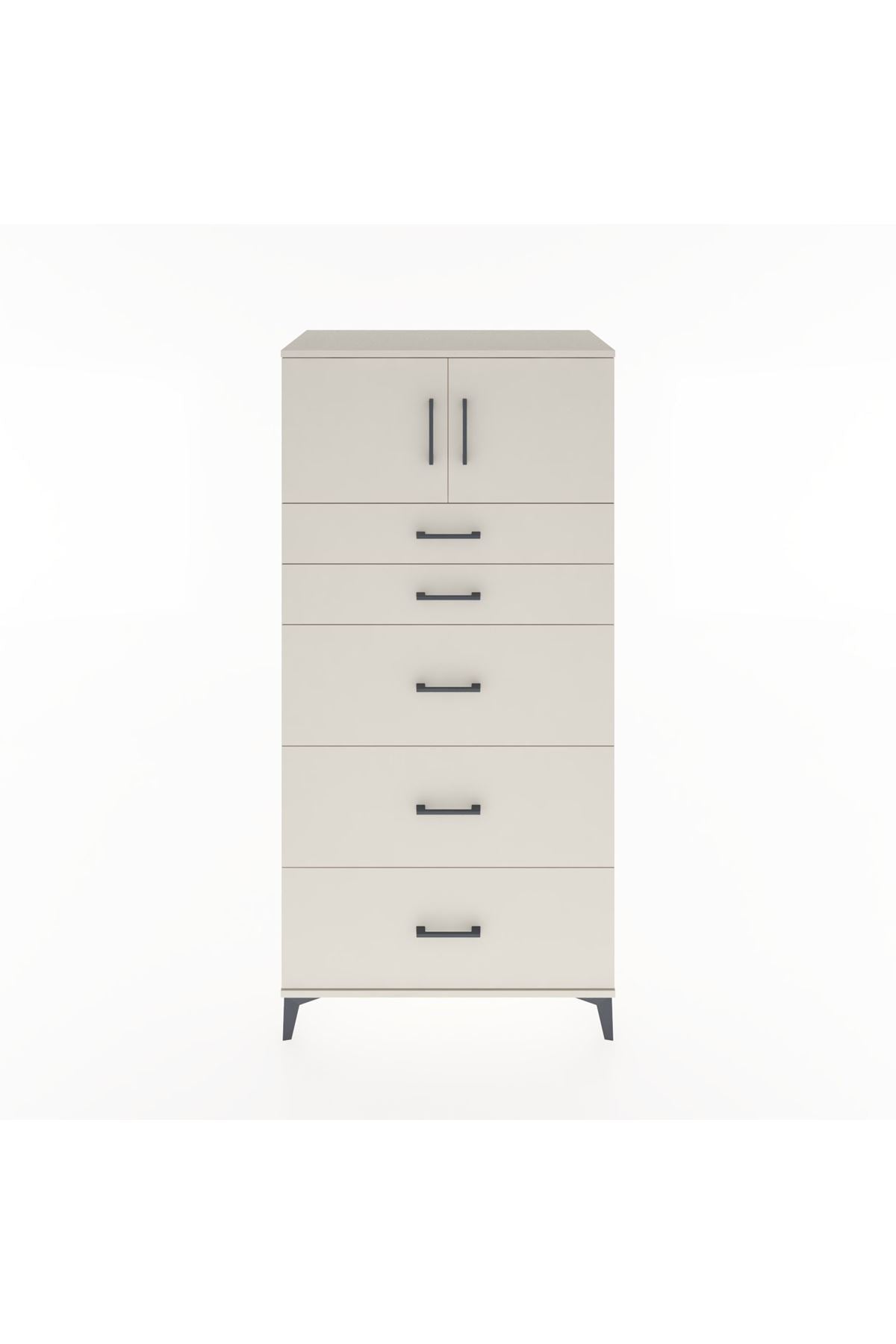 Hyperion Dolap Tek Raflı 5 Çekmeceli 2 Kapaklı 88x44x182 - S57M022V1B