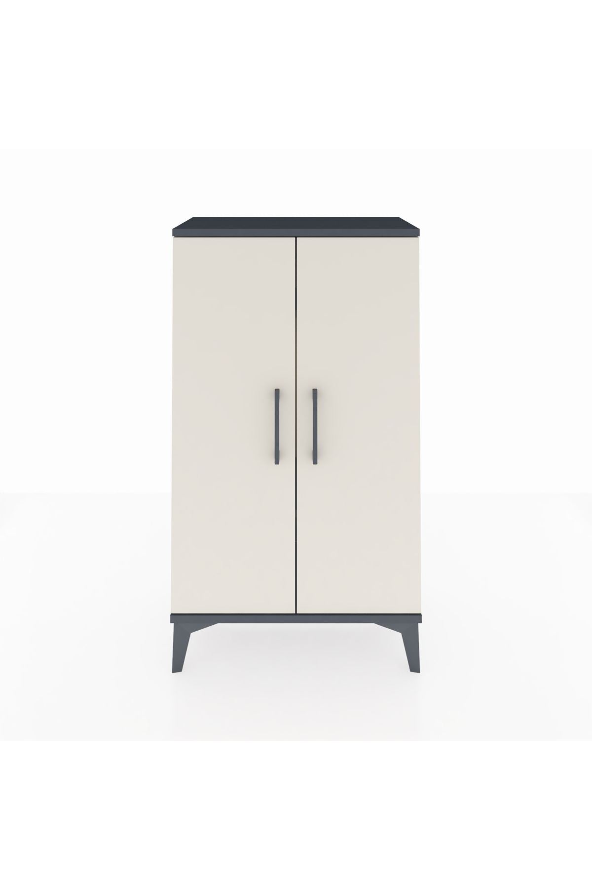 Arges Komodin 2 Raflı 2 Kapaklı 60x30x106 Antrasit-Aytaşı