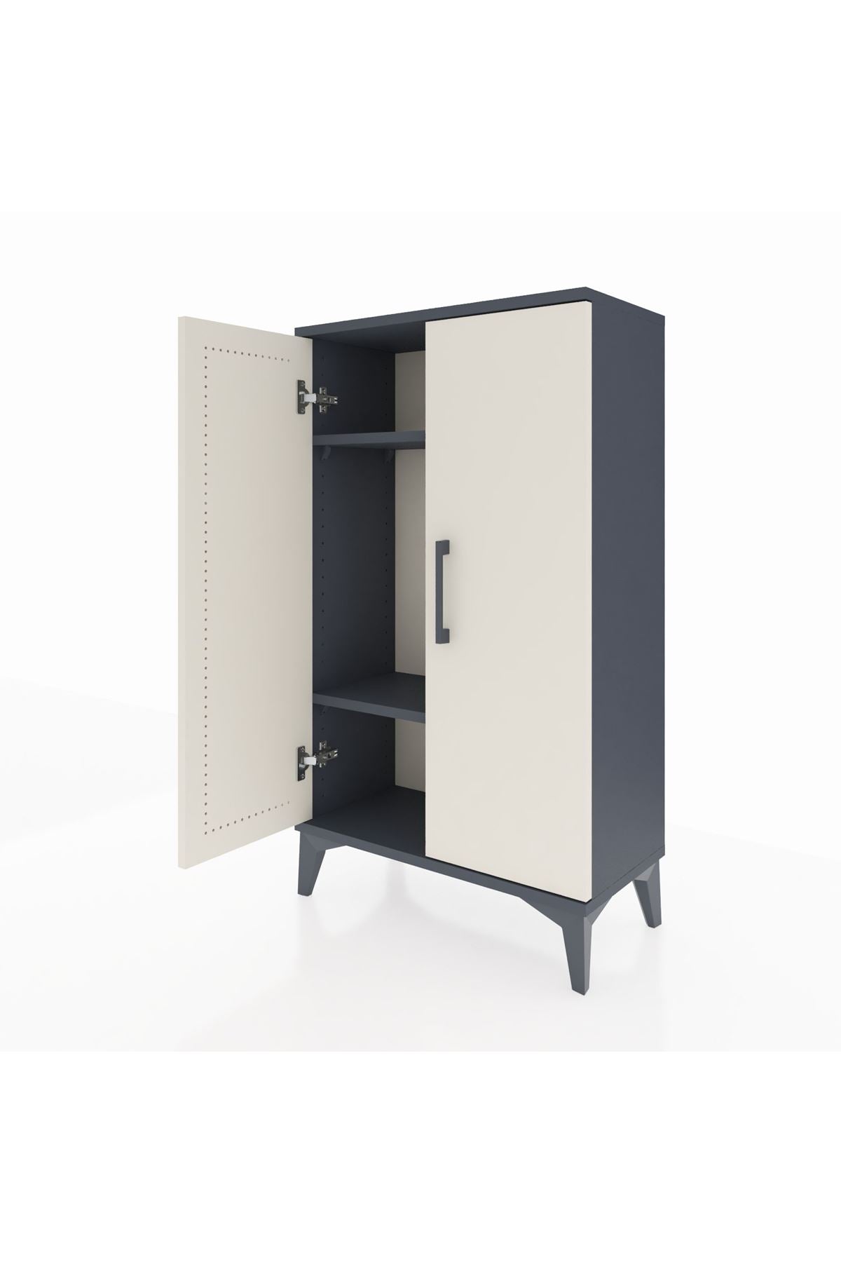 Arges Komodin 2 Raflı 2 Kapaklı 60x30x106 Antrasit-Aytaşı