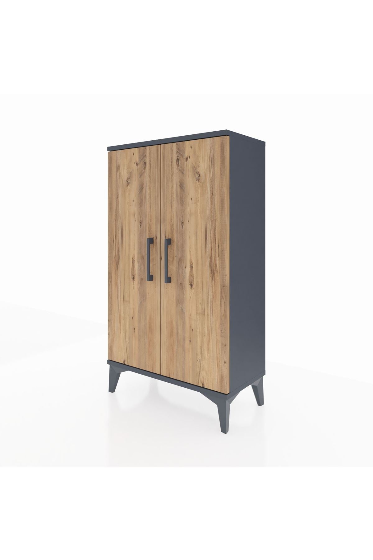 Arges Komodin 2 Raflı 2 Kapaklı 60x30x106 Antrasit-Çam