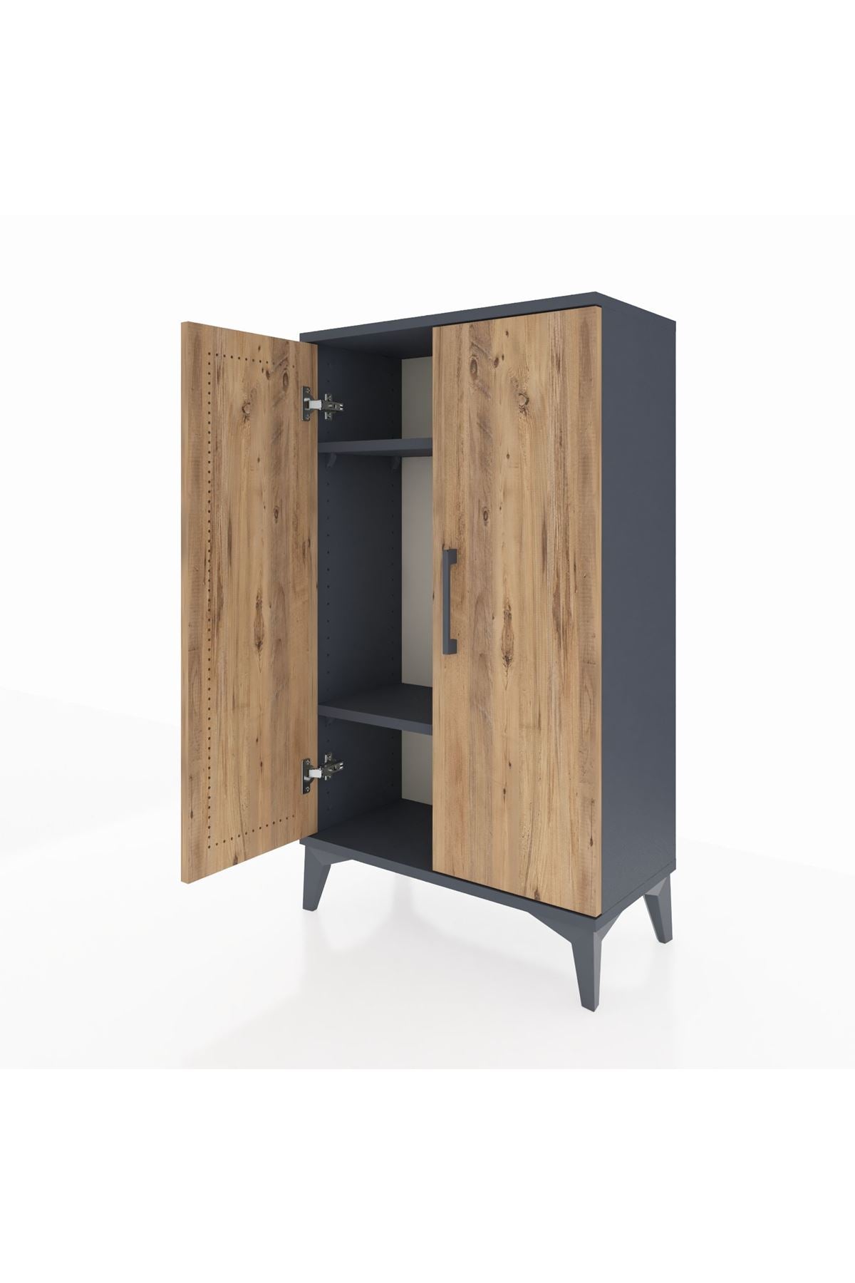 Arges Komodin 2 Raflı 2 Kapaklı 60x30x106 Antrasit-Çam