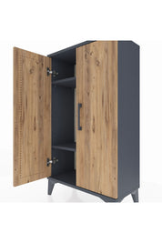 Arges Komodin 2 Raflı 2 Kapaklı 60x30x106 Antrasit-Çam