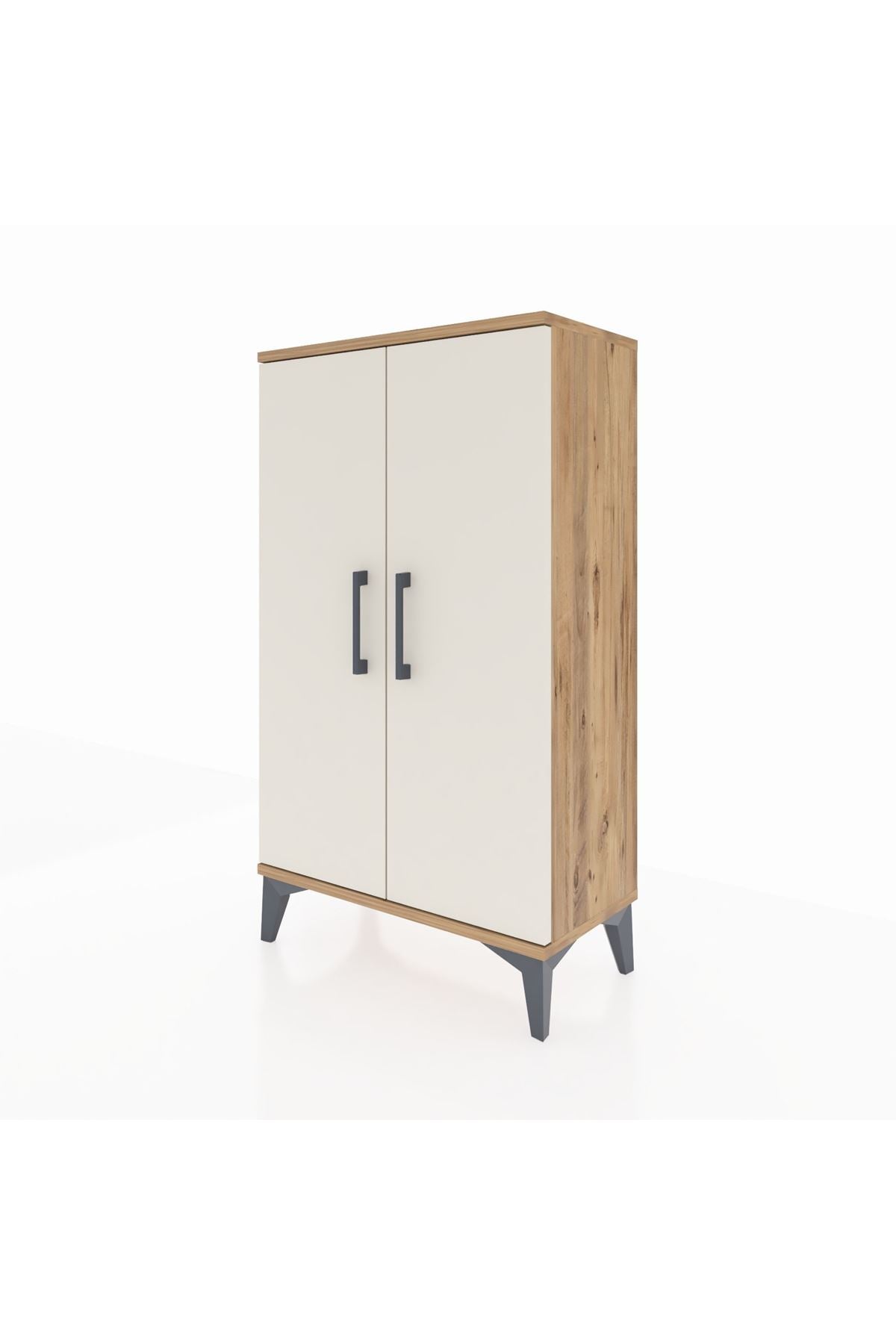 Arges Komodin 2 Raflı 2 Kapaklı 60x30x106 Çam-Aytaşı