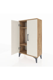 Arges Komodin 2 Raflı 2 Kapaklı 60x30x106 Çam-Aytaşı