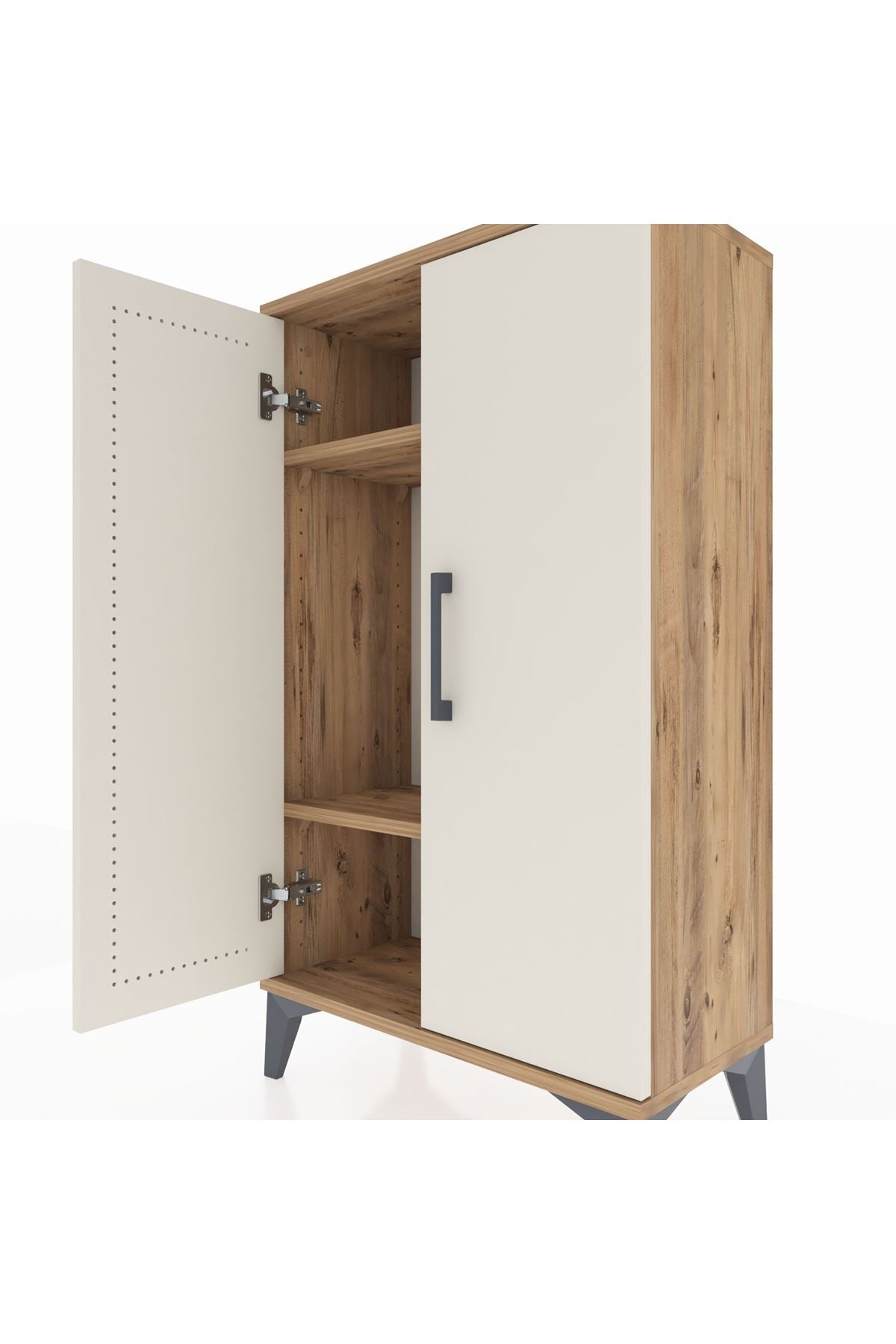 Arges Komodin 2 Raflı 2 Kapaklı 60x30x106 Çam-Aytaşı