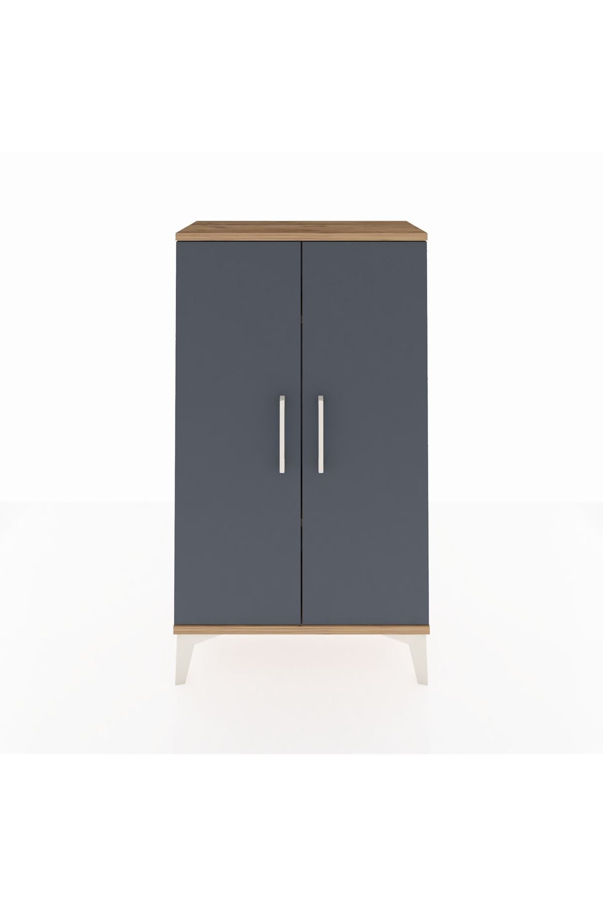 Arges Komodin 2 Raflı 2 Kapaklı 60x30x106 Çam-Antrasit