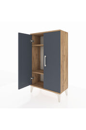 Arges Komodin 2 Raflı 2 Kapaklı 60x30x106 Çam-Antrasit