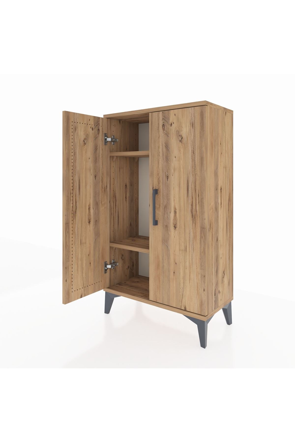 Arges Komodin 2 Raflı 2 Kapaklı 60x30x106 Çam-Çam