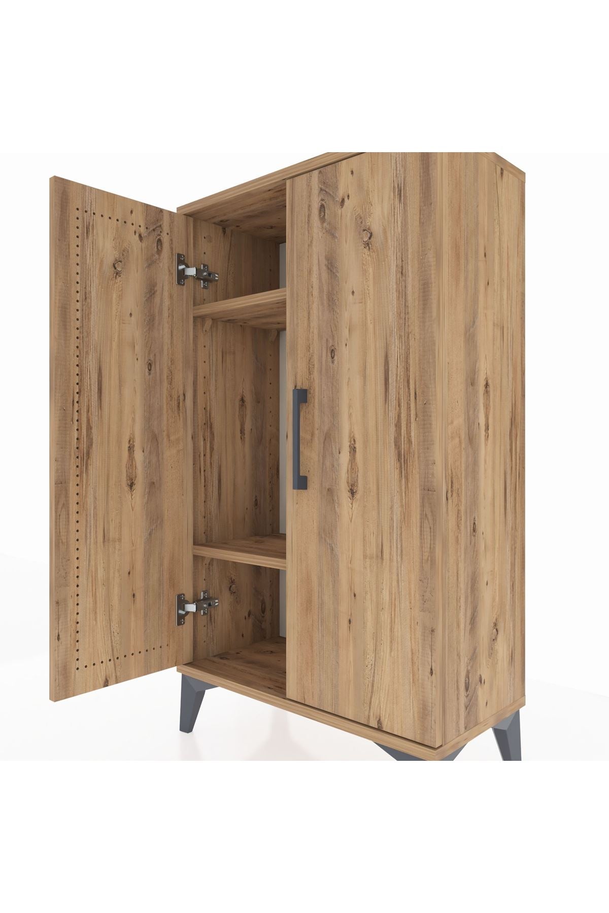 Arges Komodin 2 Raflı 2 Kapaklı 60x30x106 Çam-Çam