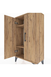 Arges Komodin 2 Raflı 2 Kapaklı 60x30x106 Çam-Çam