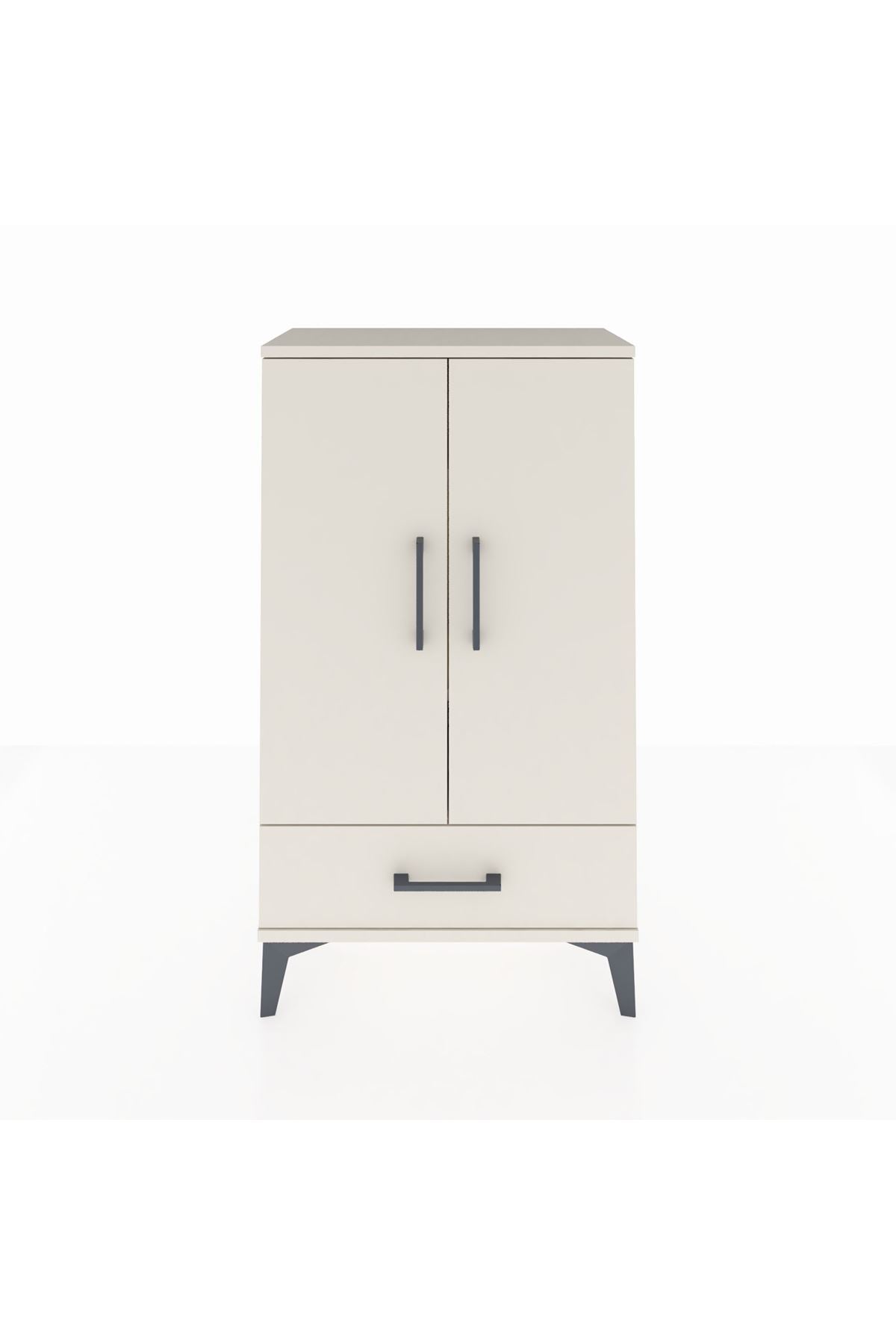 Arges Komodin 3 Raflı Tek Çekmeceli 2 Kapaklı 60x30x106 Aytaşı-Aytaşı