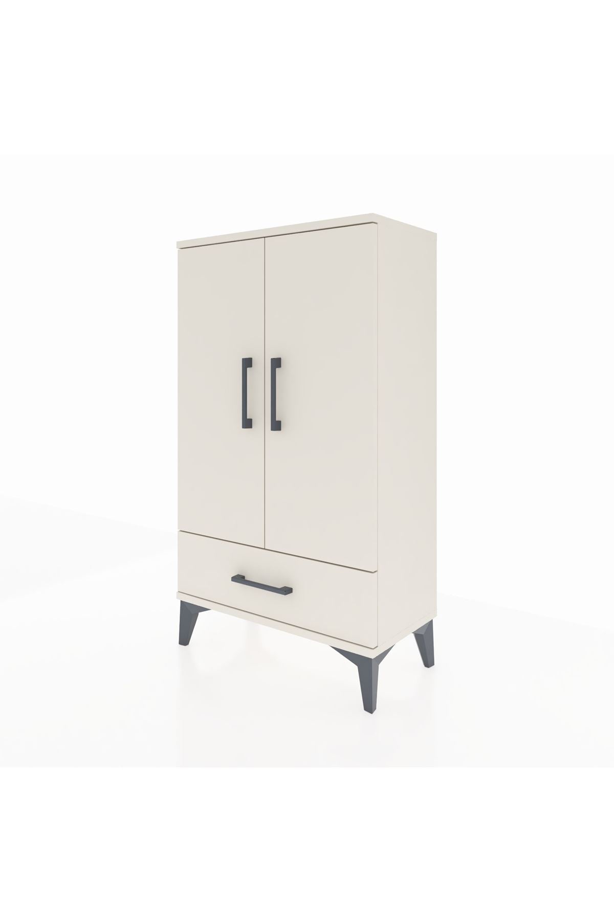 Arges Komodin 3 Raflı Tek Çekmeceli 2 Kapaklı 60x30x106 Aytaşı-Aytaşı