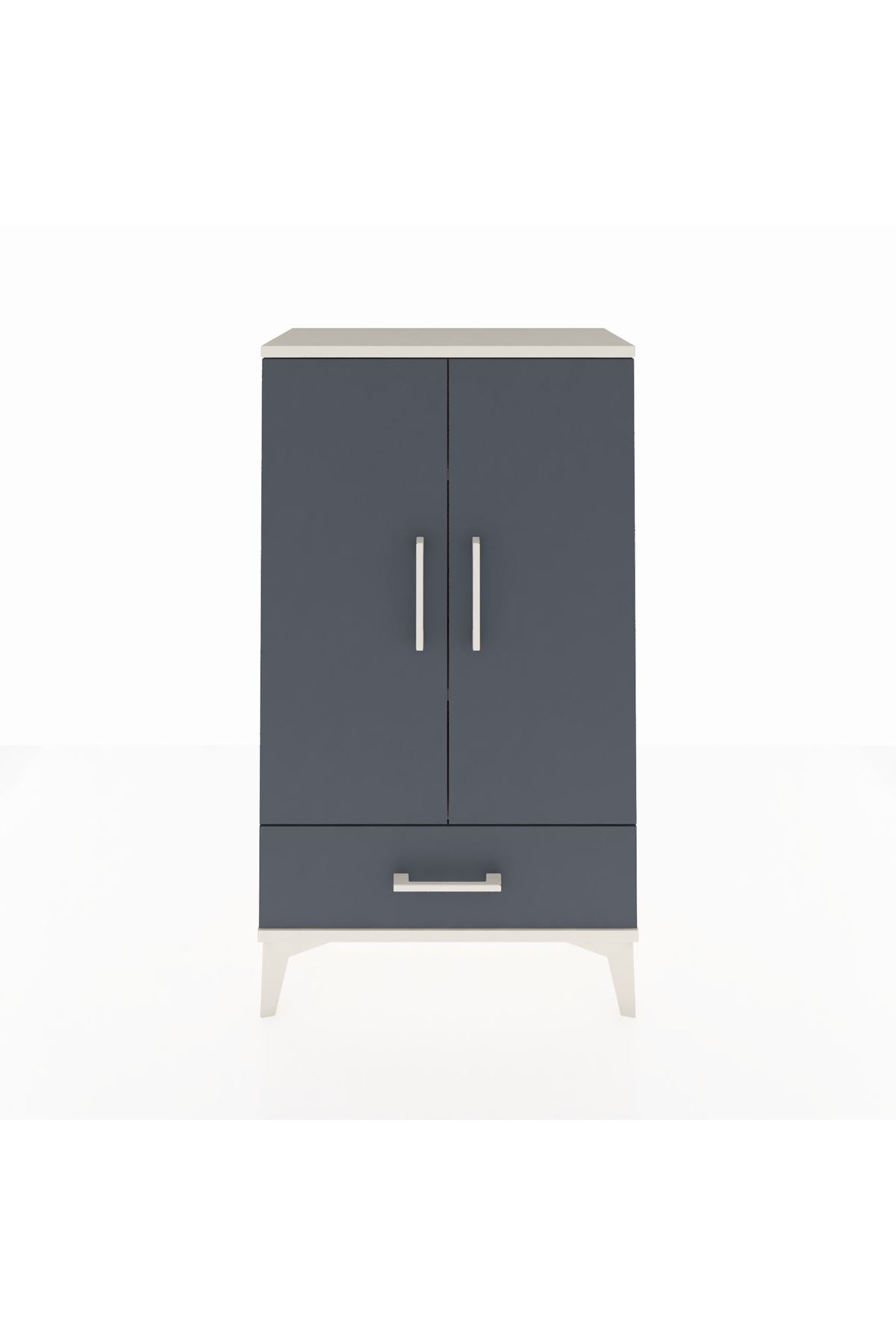 Arges Komodin 3 Raflı Tek Çekmeceli 2 Kapaklı 60x30x106 Aytaşı-Antrasit