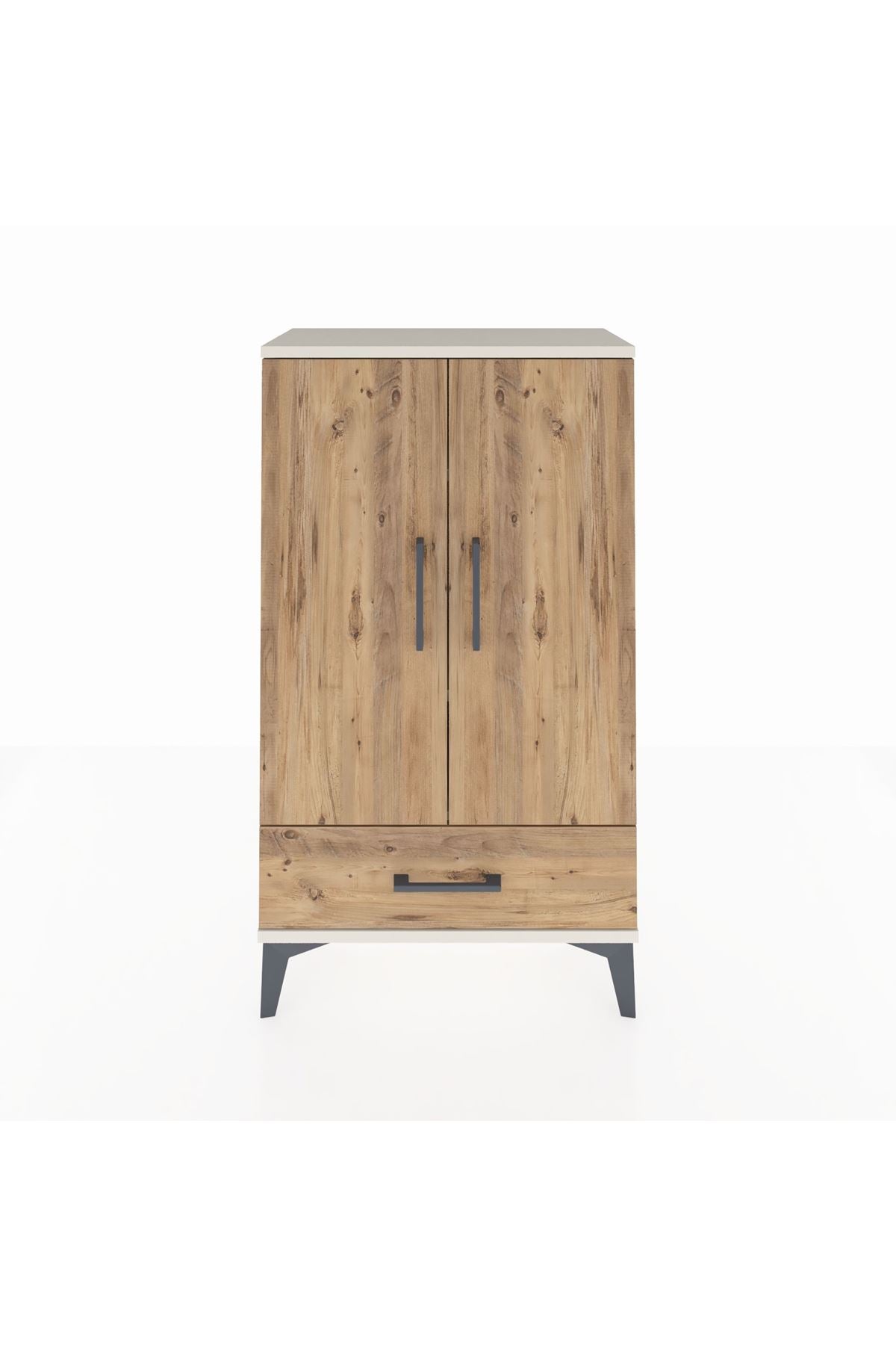 Arges Komodin 3 Raflı Tek Çekmeceli 2 Kapaklı 60x30x106 Aytaşı-Çam