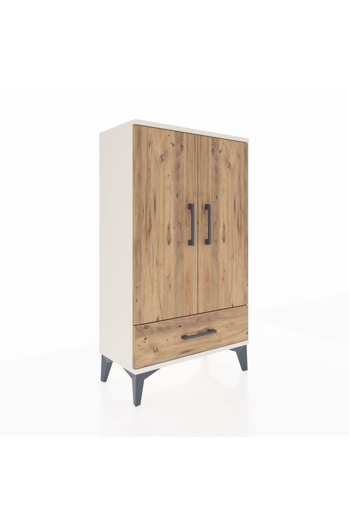 Arges Komodin 3 Raflı Tek Çekmeceli 2 Kapaklı 60x30x106 Aytaşı-Çam