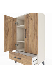 Arges Komodin 3 Raflı Tek Çekmeceli 2 Kapaklı 60x30x106 Aytaşı-Çam