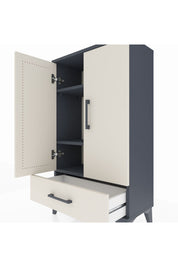 Arges Komodin 3 Raflı Tek Çekmeceli 2 Kapaklı 60x30x106 Antrasit-Aytaşı