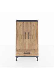 Arges Komodin 3 Raflı Tek Çekmeceli 2 Kapaklı 60x30x106 Antrasit-Çam