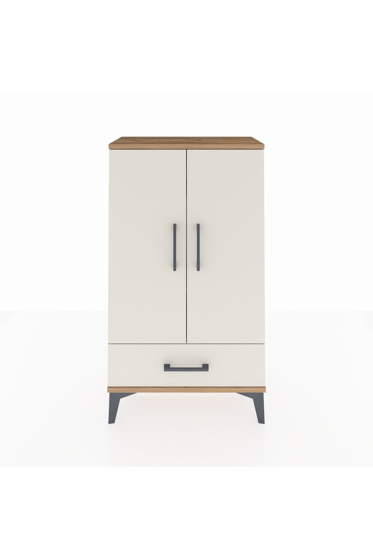 Arges Komodin 3 Raflı Tek Çekmeceli 2 Kapaklı 60x30x106 Çam-Aytaşı