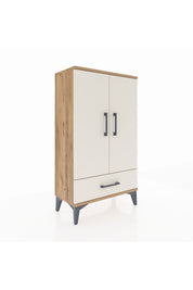 Arges Komodin 3 Raflı Tek Çekmeceli 2 Kapaklı 60x30x106 Çam-Aytaşı