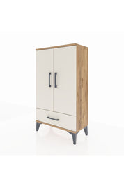 Arges Komodin 3 Raflı Tek Çekmeceli 2 Kapaklı 60x30x106 Çam-Aytaşı