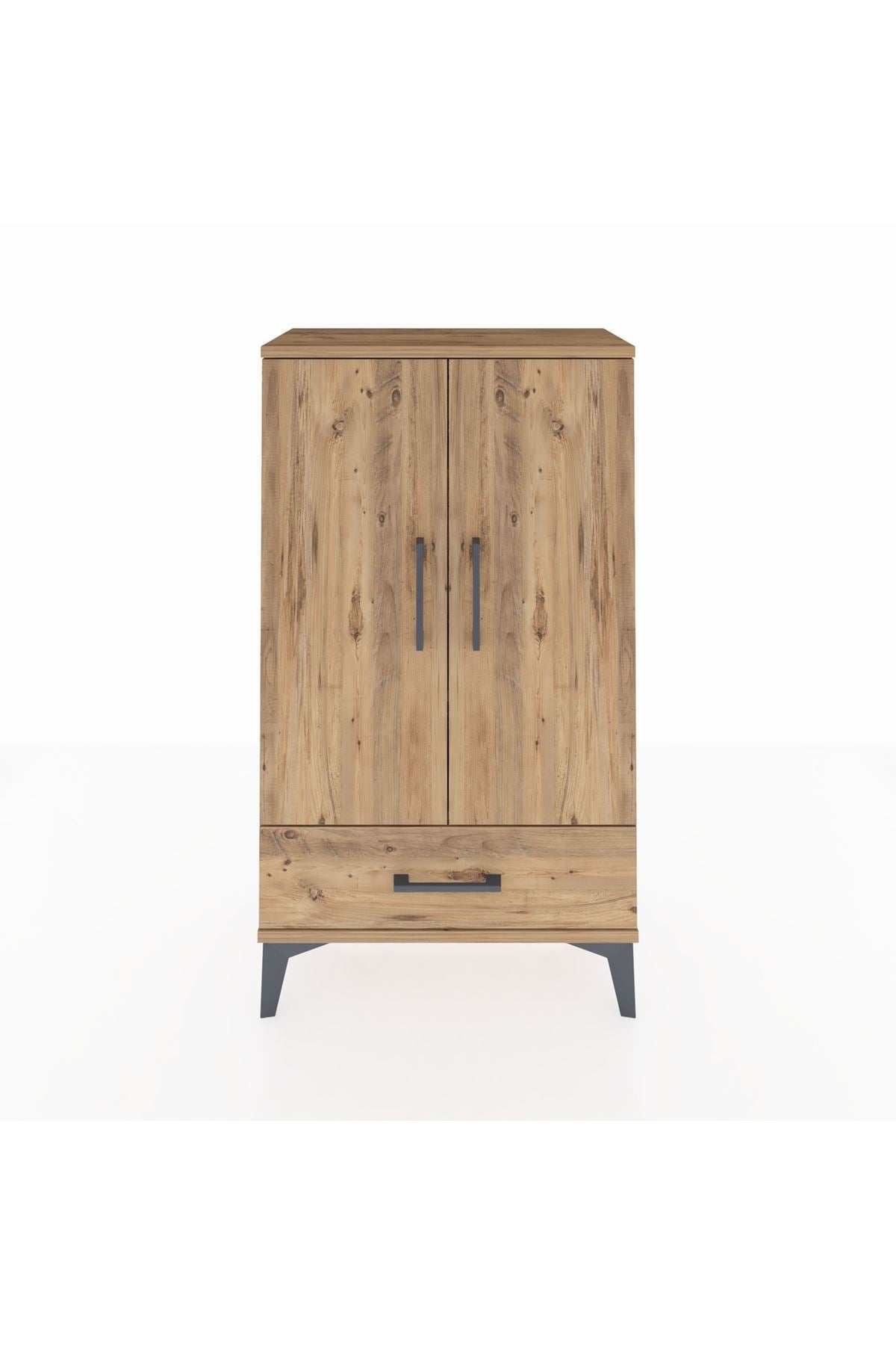 Arges Komodin 3 Raflı Tek Çekmeceli 2 Kapaklı 60x30x106 Çam-Çam