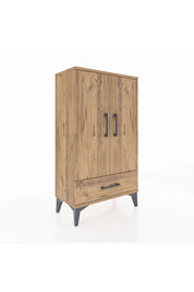 Arges Komodin 3 Raflı Tek Çekmeceli 2 Kapaklı 60x30x106 Çam-Çam