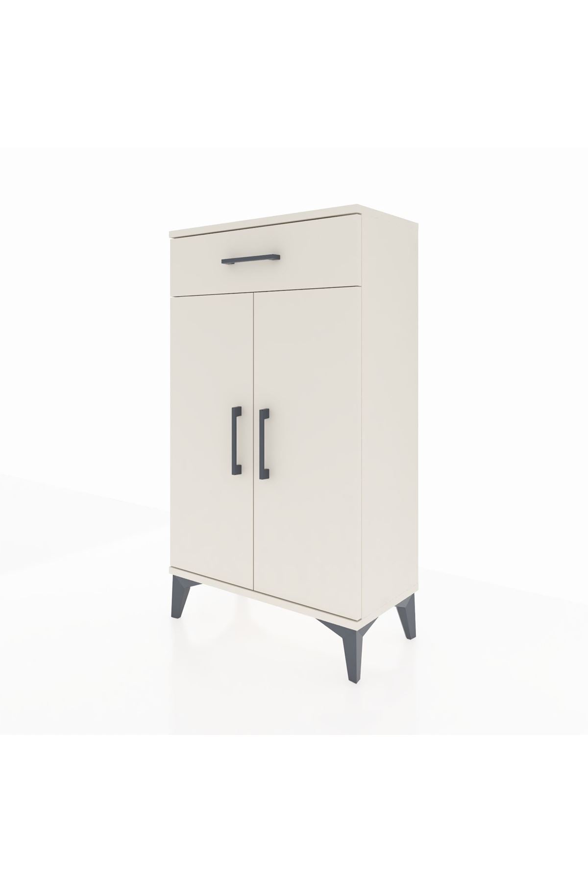 Arges Komodin 2 Raflı Tek Çekmeceli 2 Kapaklı 60x30x106 Aytaşı-Aytaşı