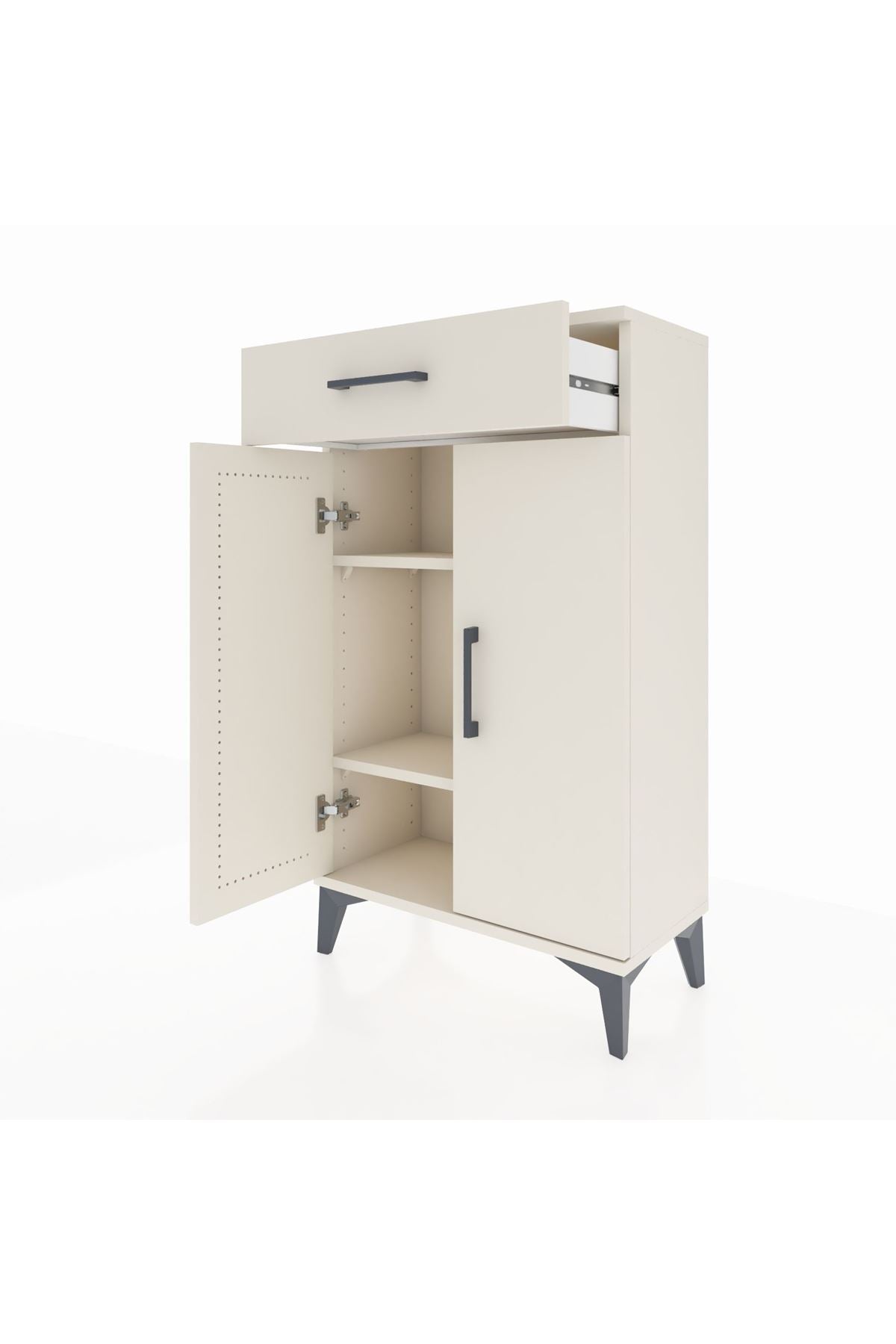 Arges Komodin 2 Raflı Tek Çekmeceli 2 Kapaklı 60x30x106 Aytaşı-Aytaşı