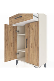 Arges Komodin 2 Raflı Tek Çekmeceli 2 Kapaklı 60x30x106 Aytaşı-Çam