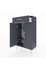 Arges Komodin 2 Raflı Tek Çekmeceli 2 Kapaklı 60x30x106 Antrasit-Antrasit