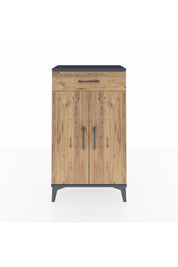 Arges Komodin 2 Raflı Tek Çekmeceli 2 Kapaklı 60x30x106 Antrasit-Çam