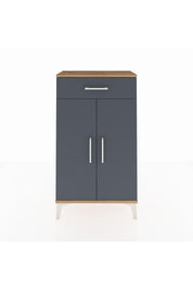 Arges Komodin 2 Raflı Tek Çekmeceli 2 Kapaklı 60x30x106 Çam-Antrasit